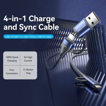 Vention Cable USB 2.0 4 en 1 de 1m Negro y Azul